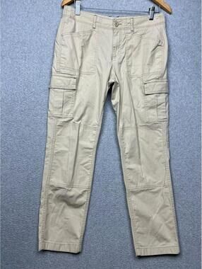 LL Bean Pants Womens 8 Petites Beige Favorite Fit  Canvas Cargo Utility Pockets
